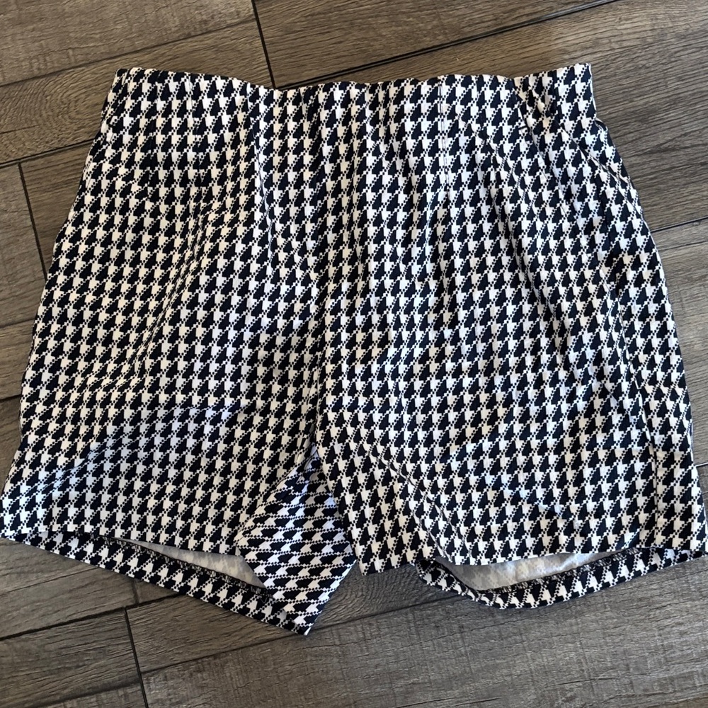 Navy and White Houndstooth Shorts